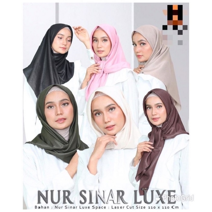 SEGIEMPAT NURSINAR LUXE BELLA SINAR ORIGINAL AZARA GLOWING LASERCUT LC TERMURAH WATERPROOF  HIJAB HARGA GROSIR