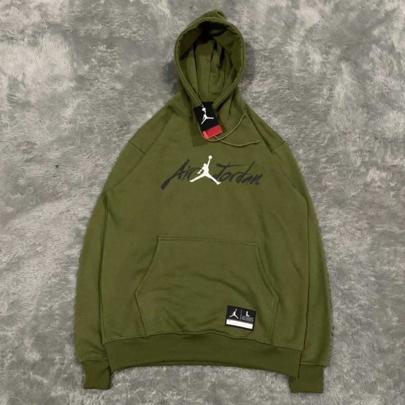 Sweater Hoodie Air Jordan Stroke Army Green Fulltag &amp; Lebel