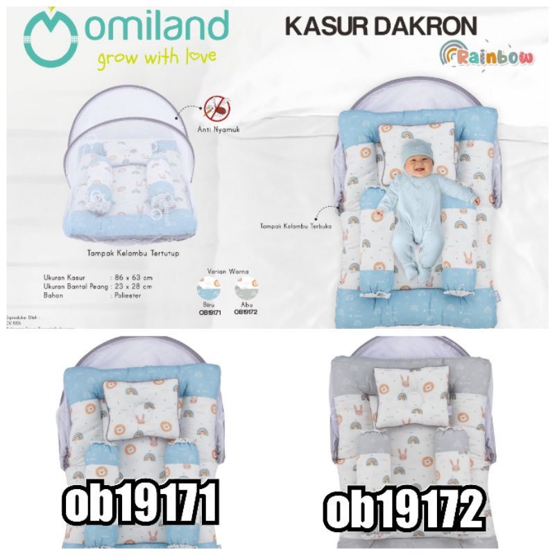 Omiland Kasur Kelambu Bayi Lipat Dakron Set Bantal Peang Guling Seri Sloth Alpaca Rainbow Panda