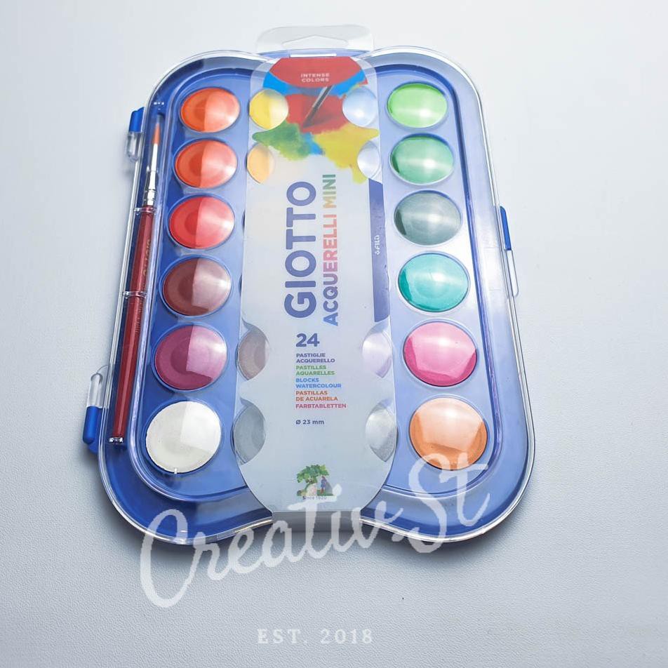 

maulidiyainda,,, Giotto Acquerelli MINI 24 Warna Cat Air 23 mm Padat Giotto