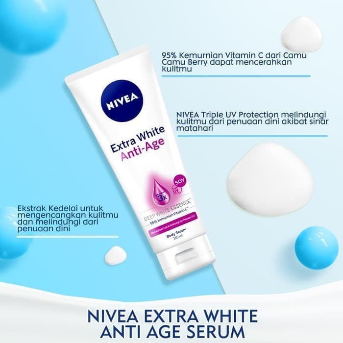 NIVEA Body Serum Extra White ANTI AGE 180 ml - Mencerahkan Kulit dan Melindungi dari Penuaan Dini - Body Care Hanbody Handbody Hand Body Hanbodi Handbodi