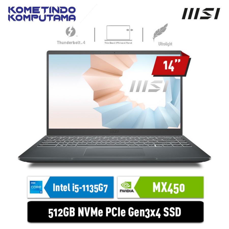 LAPTOP MSI Modern 14 B11SB [9S7-14D214-220] i5-1135G7 8G 512G MX450 2G