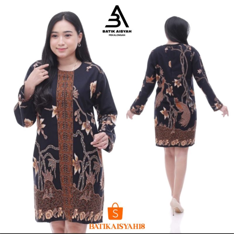 TUNIK BATIK KEKINIAN ATASAN BATIK WANITA JUMBO