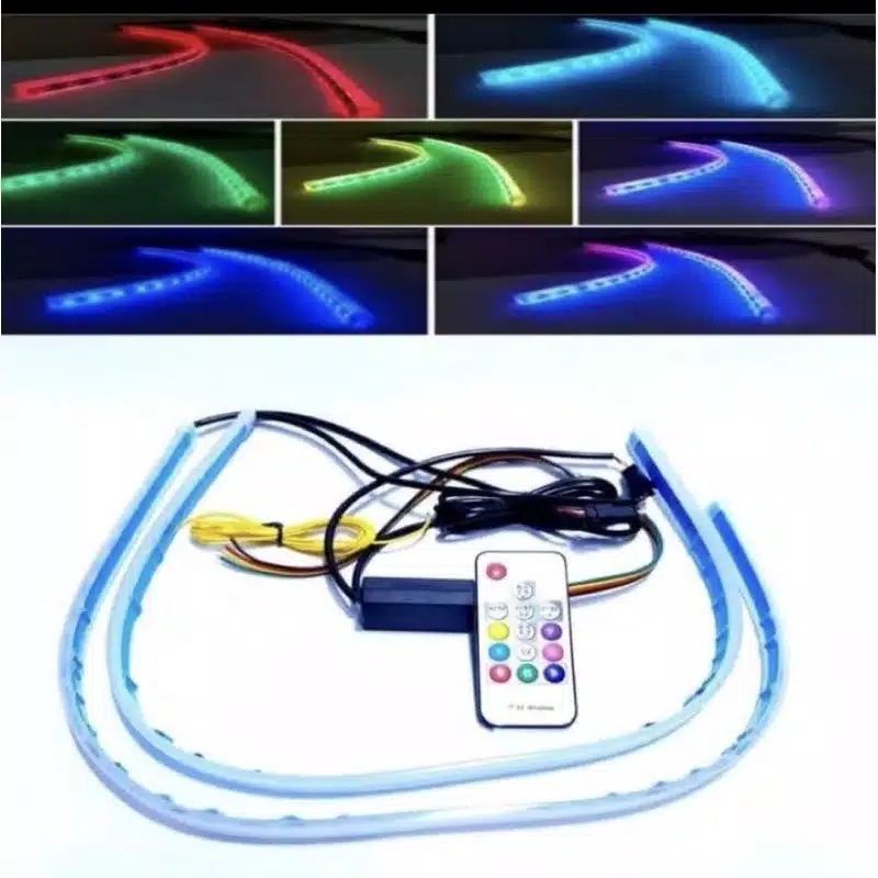 lampu alis rgb drl flexibel slim rgb remote rubah warna 30cm 60cm nmax pcx mobil lexi adv semua motr