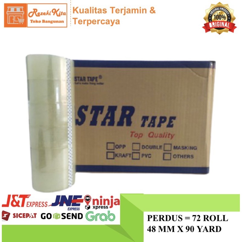 

Lakban Bening Star Tape 2 Inch 48 mm 90 Yard 82 Meter PER DUS