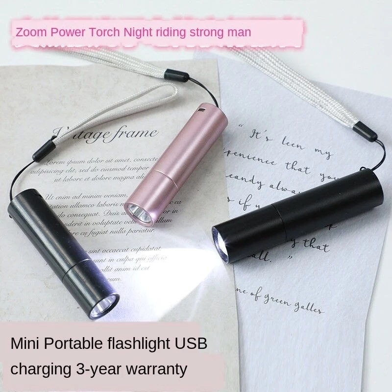 Lampu Senter Mini Teleskopik Zoom 3 Mode Terang Anti Air / Jatuh Bahan Aluminum Alloy USB Rechargeable