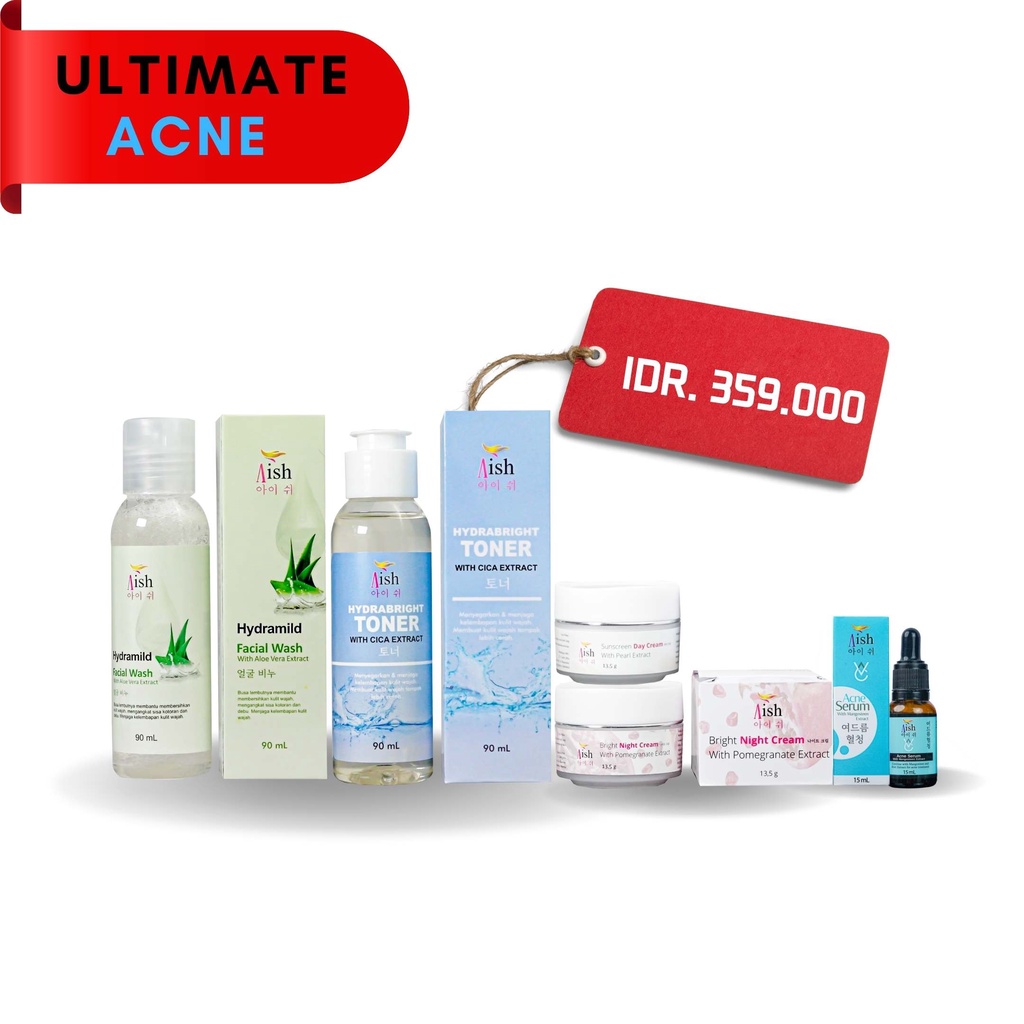 AISH SKINCARE  - FACIAL WASH / AISH SERUM KOREA / TONER / DAY&NIGHT CREAM - 100% Original-Ultimate (Acne)