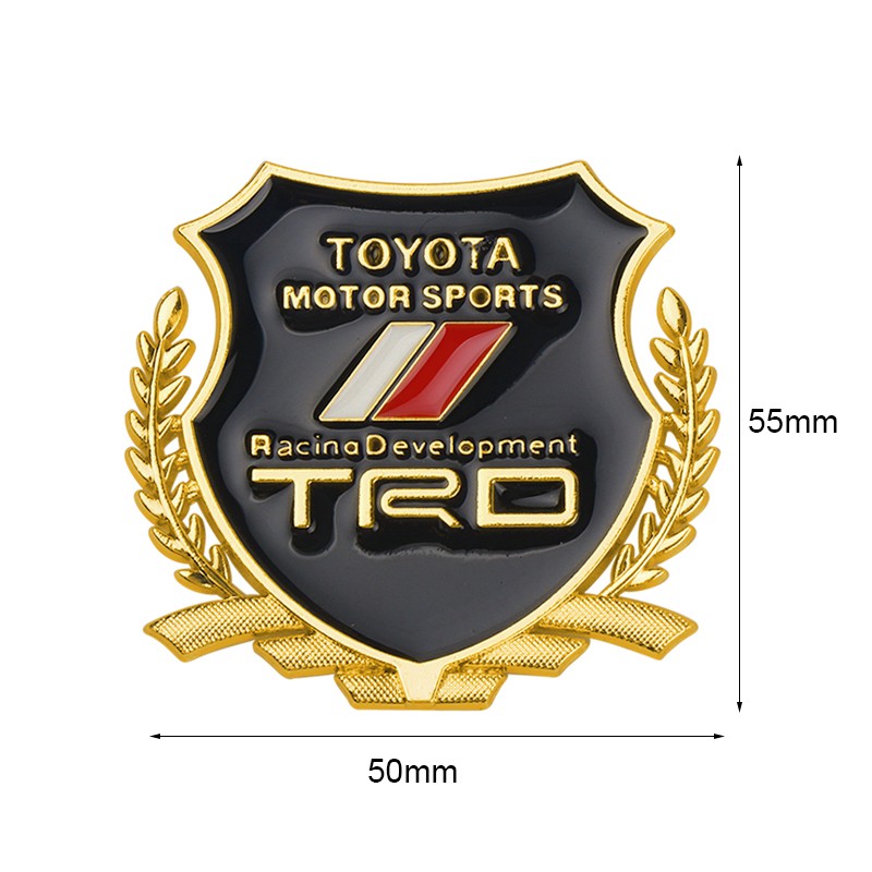 2Pcs Stiker Emblem / Badge logo Toyota TRD 3D Bahan Metal Untuk Kaca Jendela Mobil