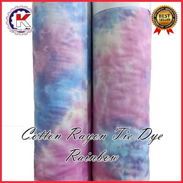 [KAHAPTEX] Bahan Kain Cotton Rayon Tie Dye Rainbow - Roll