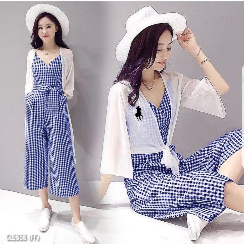 *[HNFK] Setelan Overall / Setelan 2in1 Popol / Set wanita Overal One Set Lengan Kekinian