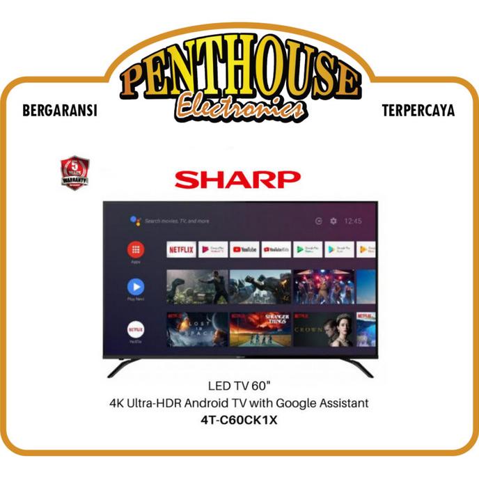 Sharp LED TV 60 Inch 4T-C60CK1X / 60CK1X Smart Android TV UHD 4K HDR