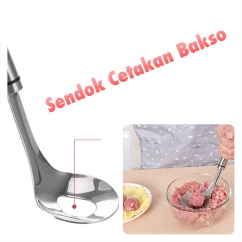 Sendok cetakan baso /Sendok/Spatula Pencetak/Cetak/Cetakan Alat Pembuat/Buat/Bikin Adonan Bakso, Pentol Manual Stainless Bentuk Centong Irus Anti Lengket | Spoon Meatball Maker Daging Baso Stenlis Murah Berkualitas