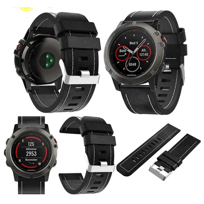 STRAP BAND GARMIN FENIX 3, HR, D2, Genuine Leather BLACK, tali jam