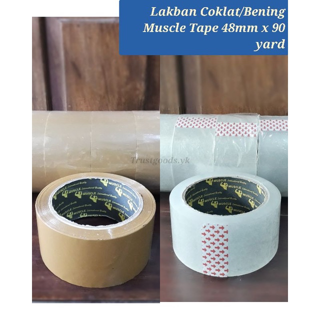 

Lakban/Isolasi Coklat & Bening Muscle Tape 48mm (2 inch) x 90 yard