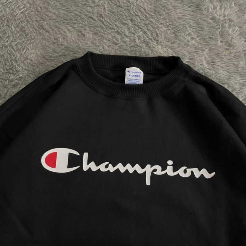 Sweater Crewneck Champion Script Japan Market Original Fulltag&amp;Lebel