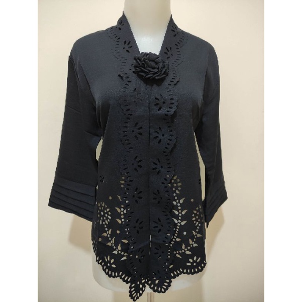 Atasan Kebaya Encim Modern Warna Hitam / Kebaya Wisuda Moderen Terbaru Jumbo / Kebaya Acara Kondangan Elegan / Kebaya Wanita Dewasa Mewah Denaya-1