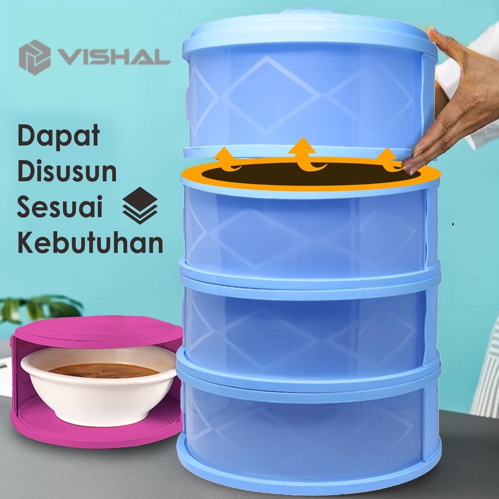 VISHAL Rak Susun Penyimpanan Makanan Tetap Hangat Meal Cover Multilayer Tudung Saji Bertingkat Food