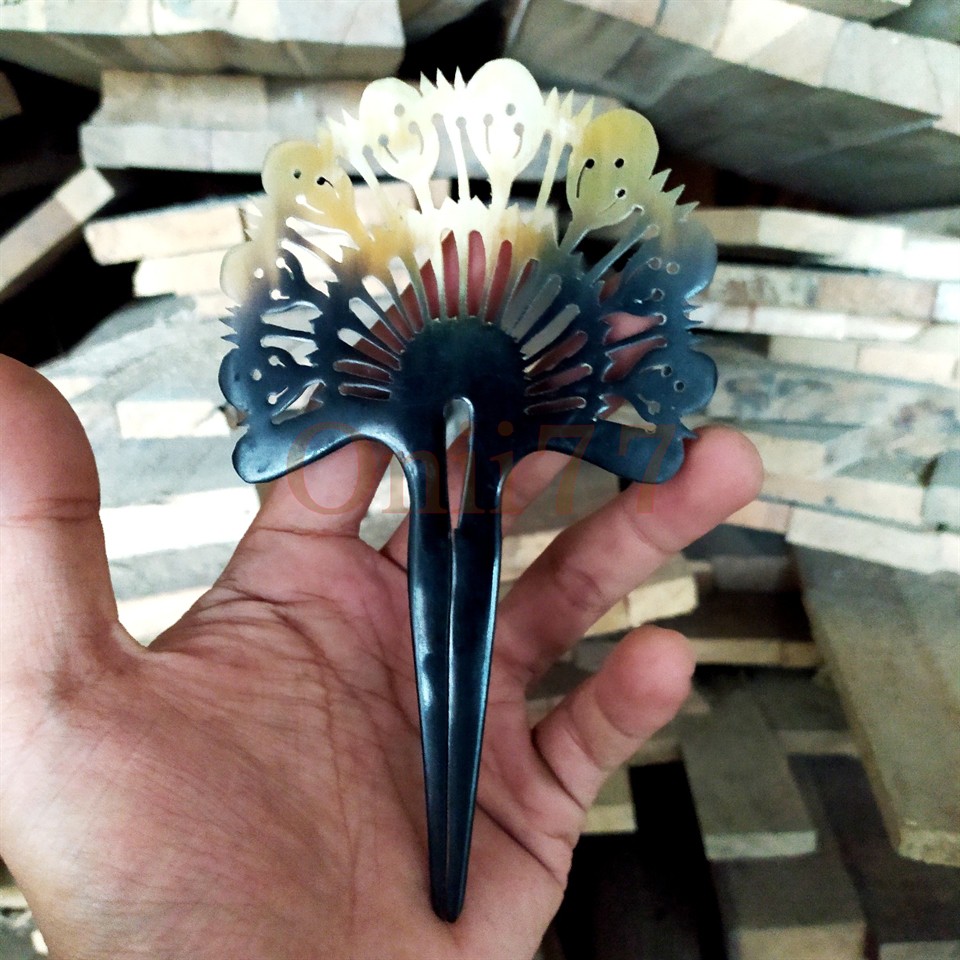 Tusuk konde tusuk sanggul ukir bahan tanduk asli hiasan rambut unik