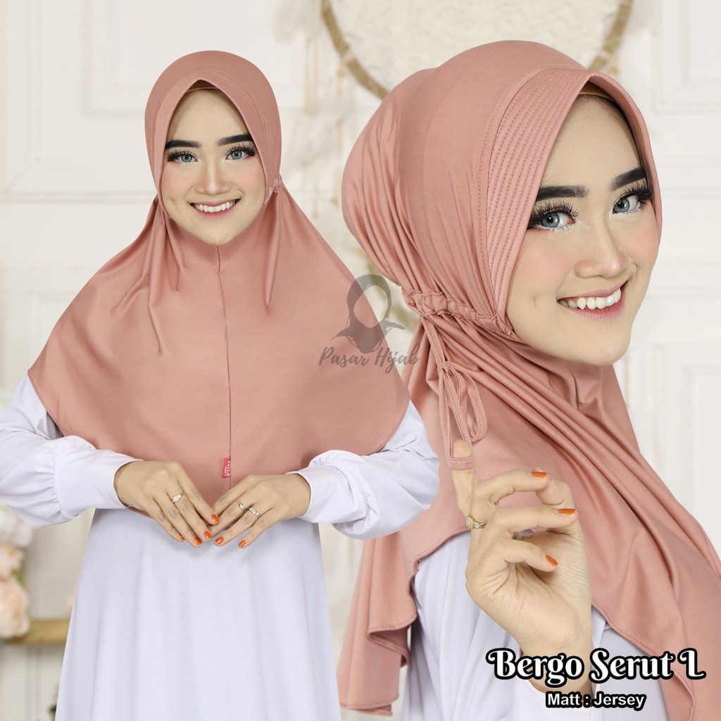 Jilbab Instan Bergo Serut Size L Hijab Instan Jersey Premium Ori Nayla Hija'b Kerudung Bergo Pasar Hija'b