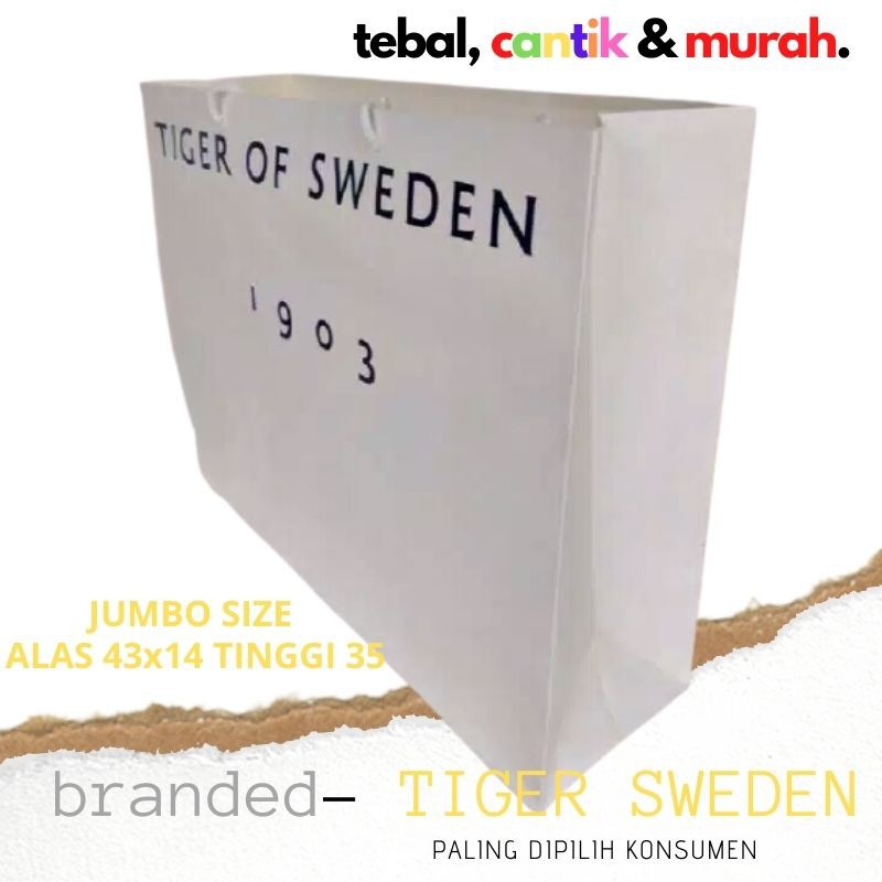 (5 pcs) PAPER BAG PAPERBAG JUMBO BRANDED TIGER OF SWEDEN terdapat harga grosir lebih murah