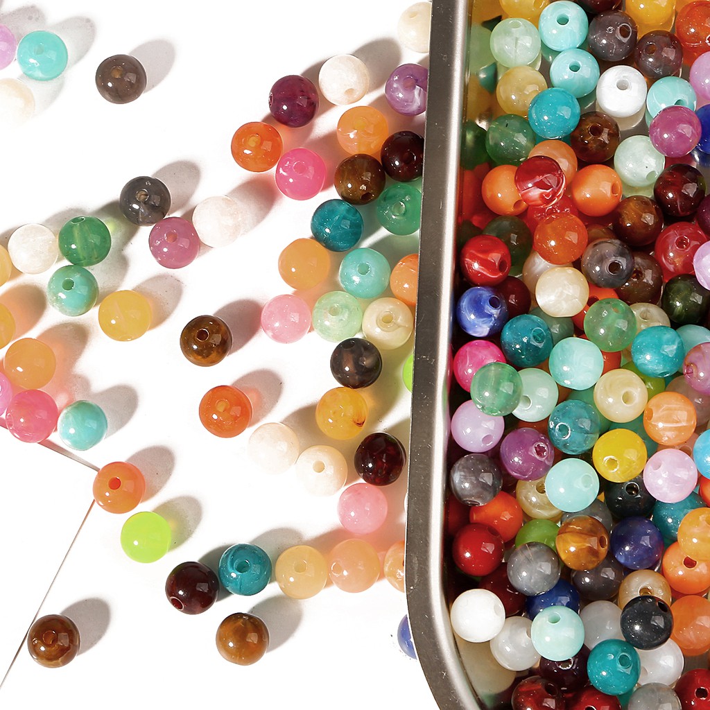 18 Colors 8 mm Acrylic Beads Cloud Effect Colorful Spacer Loose Beads Craft DIY Bracelet Jewelry Making Accessories