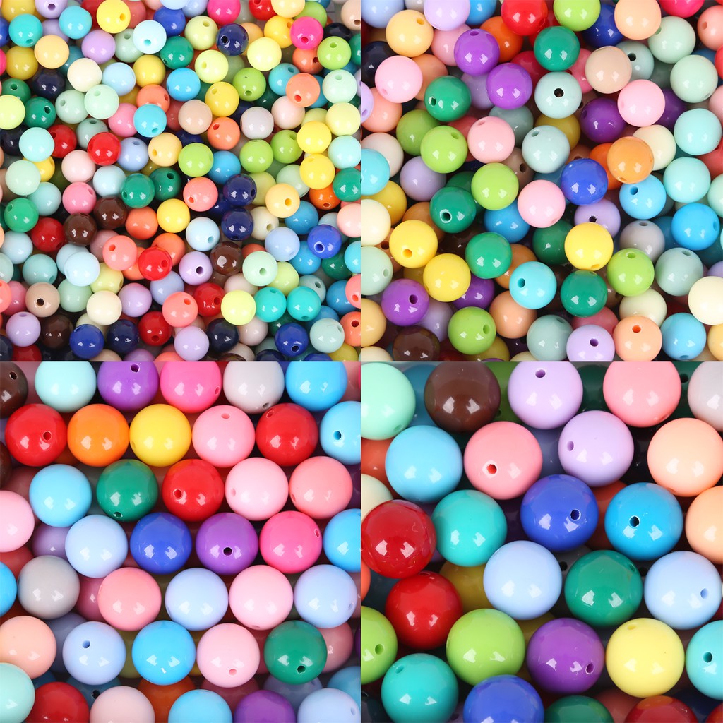 6mm 8mm 100pcs -200pcs Manik-Manik Bulat Longgar Bahan Akrilik Warna-Warni Ukuran Untuk Pria Dan Wanita