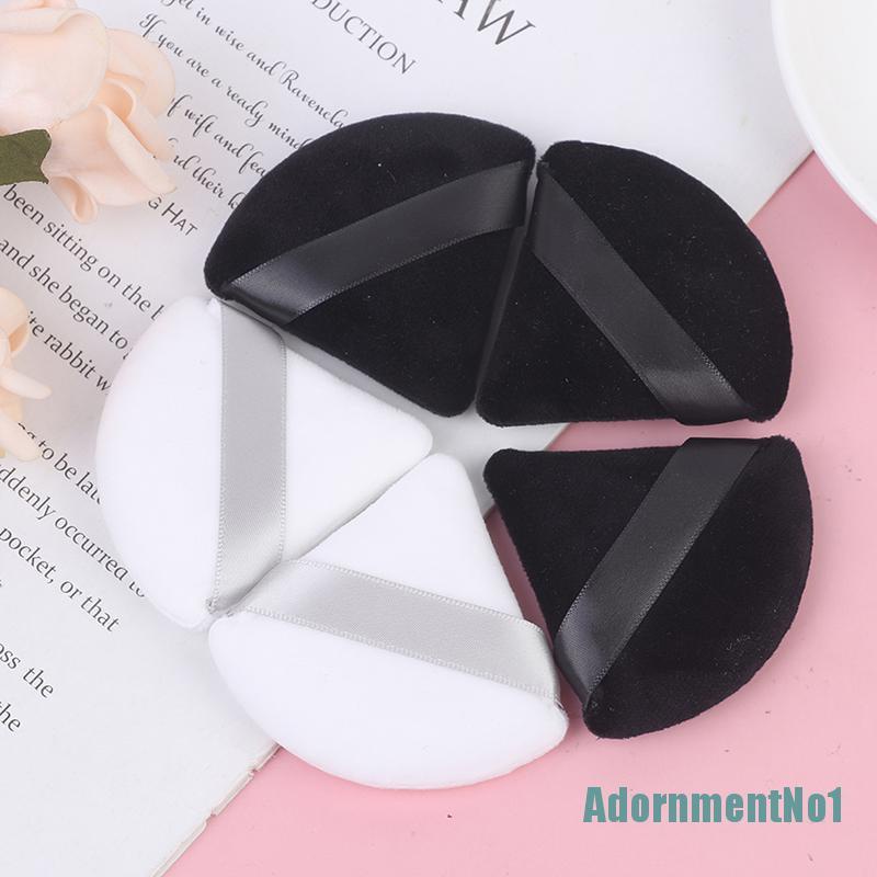 (AdornmentNo1) 4pcs / Set Spons Puff Mini Bentuk Segitiga Bahan Velvet Untuk MakeUp / Kosmetik Wanita