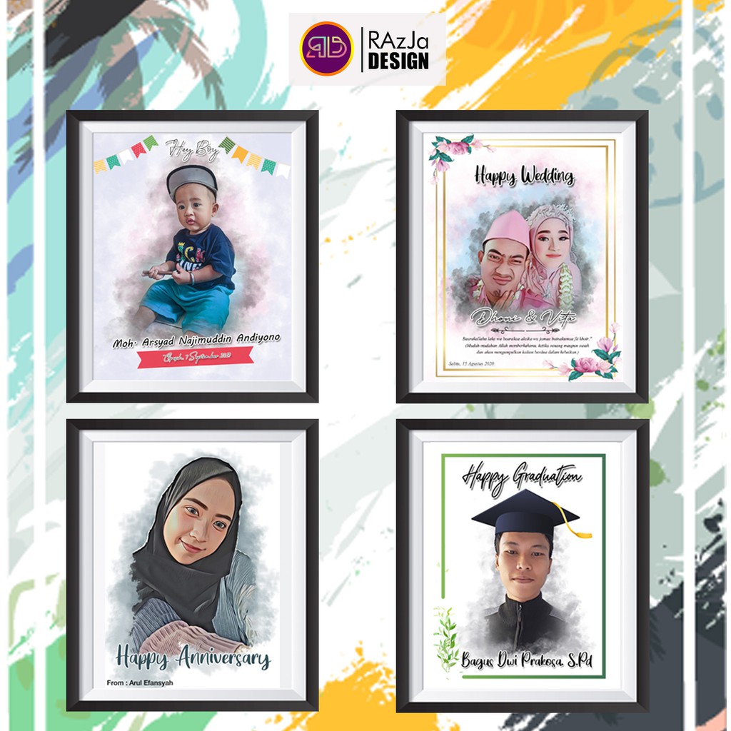 

Kado Wedding murah, Painting Art water color & pigora 10R