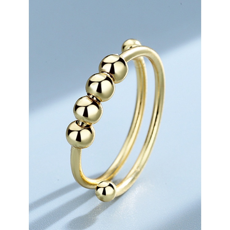 Cincin Jari Model Terbuka Dapat Diputar Dapat Disesuaikan Aksen Manik-Manik