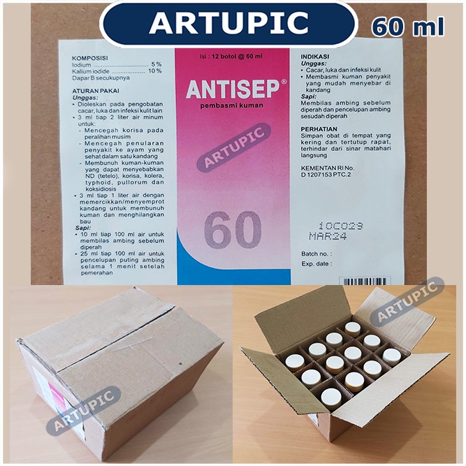 Antisep 60 ml Antiseptik Desinfektan Pembasmi Kuman Unggas Ayam Sapi Hewan Medion