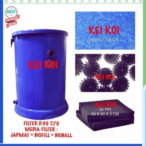 Dijual Jual Filter Kolam Ikan Koi Fiber D:30 T:70 + Media Set Diskon Terlaris