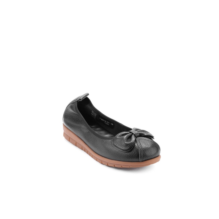 SEPATU FLAT KULIT ANDREW WANITA ORIGINAL CASUAL BRANDED HITAM ANW07