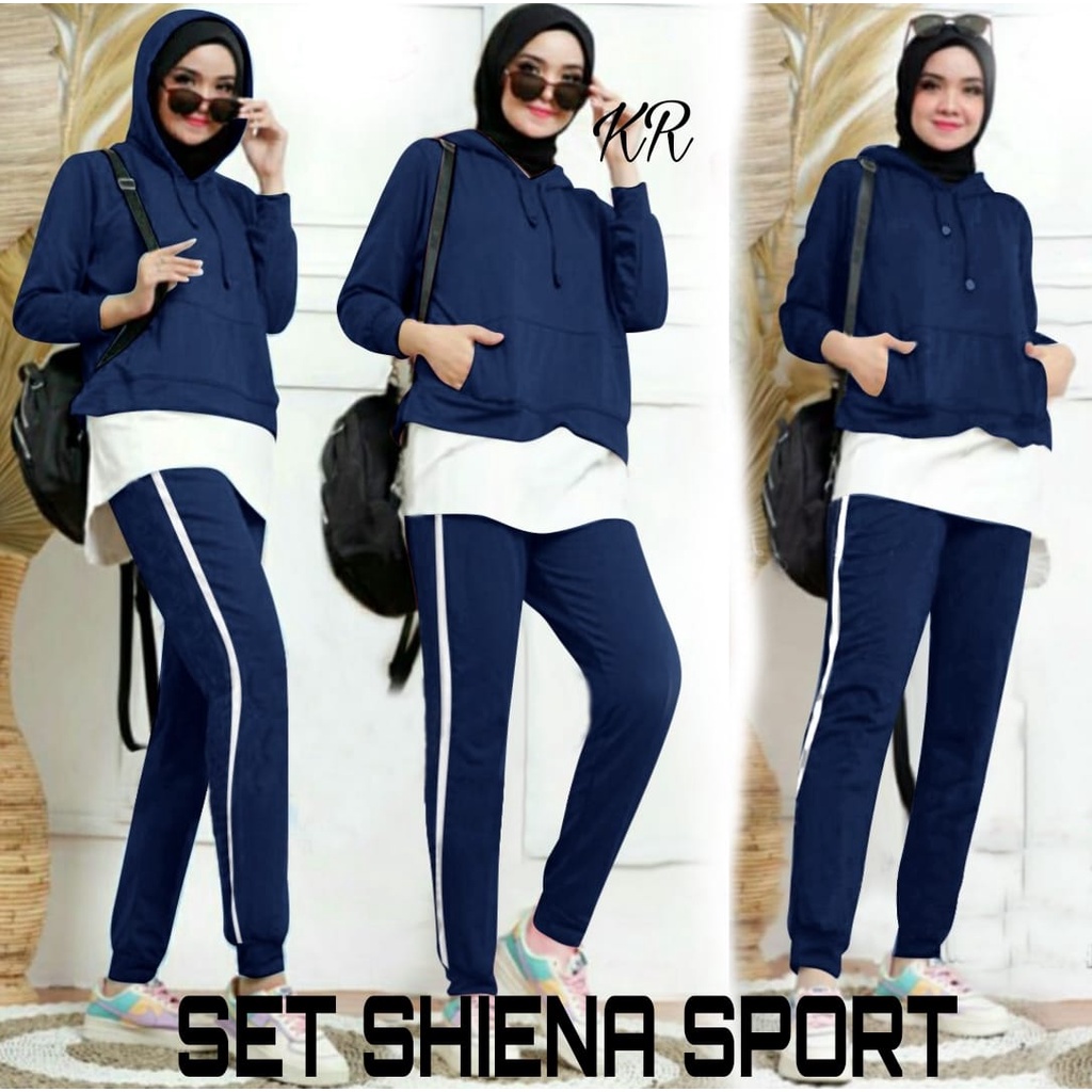 SET SHIENA FASHION PAKAIAN WANITA SETELAN SPORT HOODIE BABYTERRY KR ADA VIDEO PRODUK ASLI