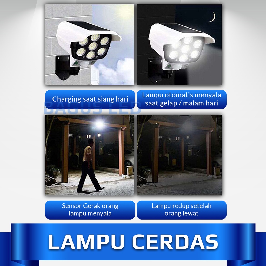 Lampu Sensor Gerak LED Outdoor Solar Cell Lamp CCTV Design Security