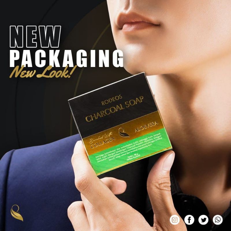 Rodeos Pembersih Wajah For Men Charcoal 80g bersih glowing sabun muka