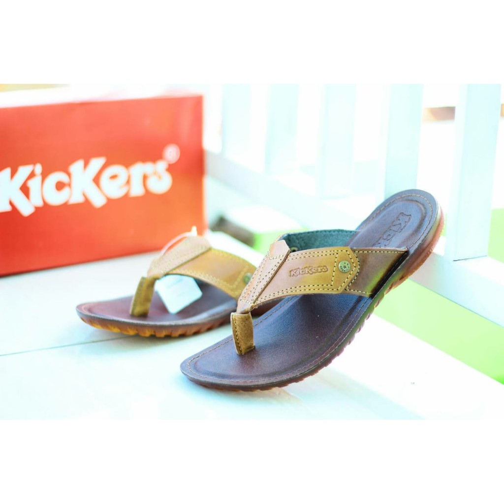  sendal  kickers slide pria casual formal santai kulit hitam 