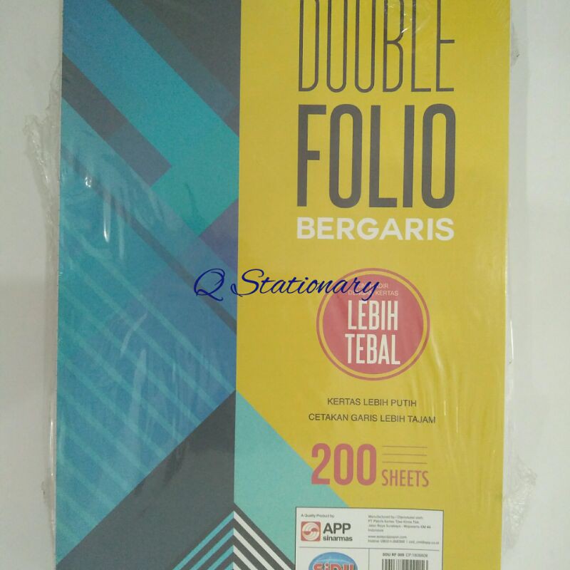 

kertas double folio 200 lembar merek Sinar Dunia