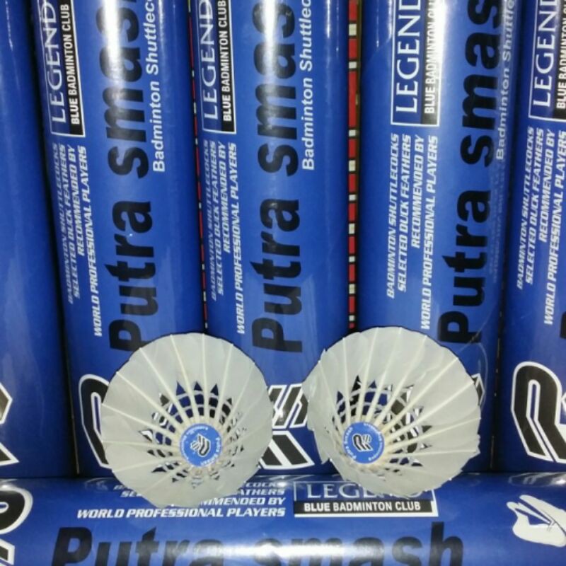 shuttlecock kok badminton bulu papak,tumpul,bulat putra samash biru