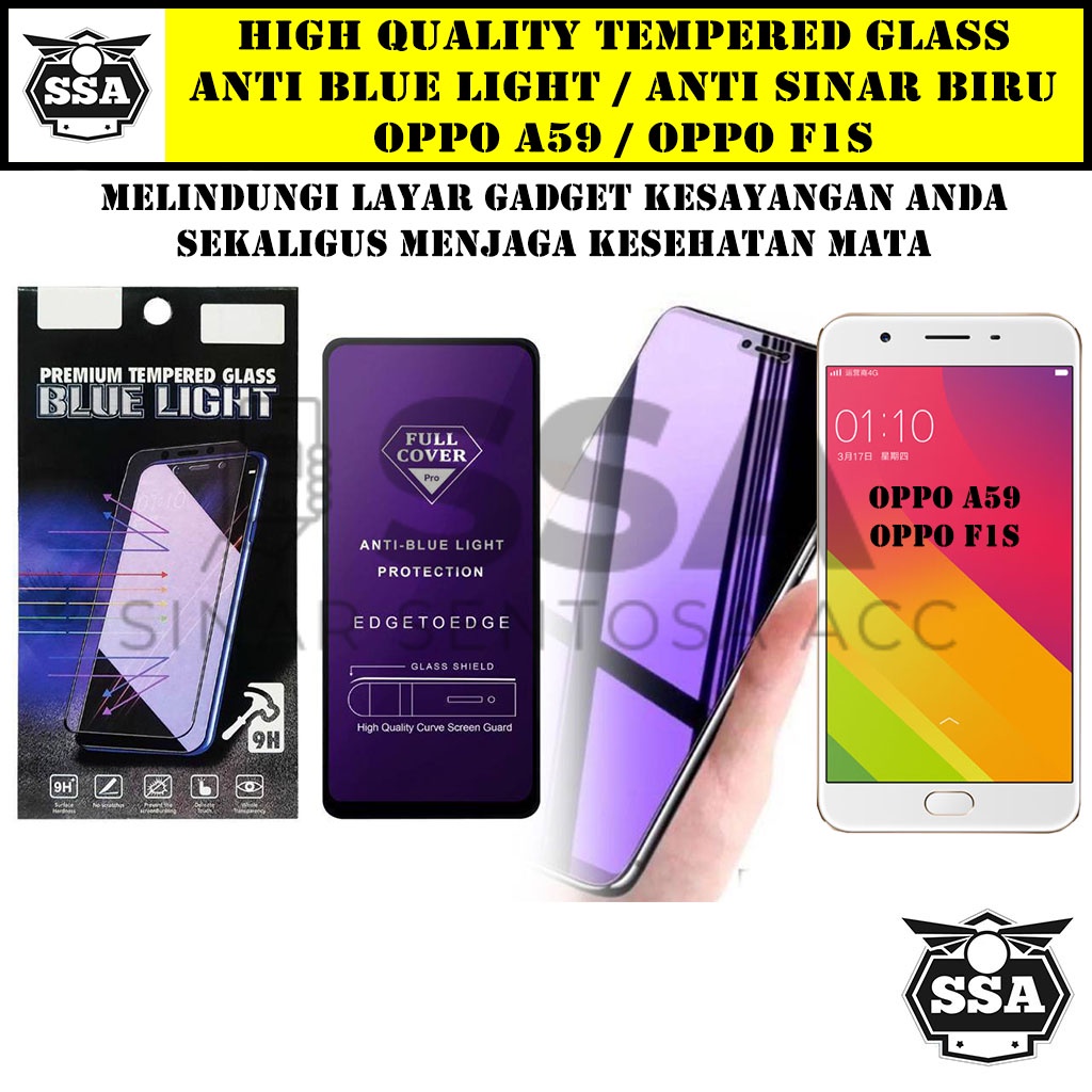 Tempered Glass Oppo A59 / Oppo F1s Anti Blue Light Anti Sinar Biru A 59 F 1s Ori Original Hp Pelindung Layar Temper Anti Lecet Gores TG Murah Berkualitas