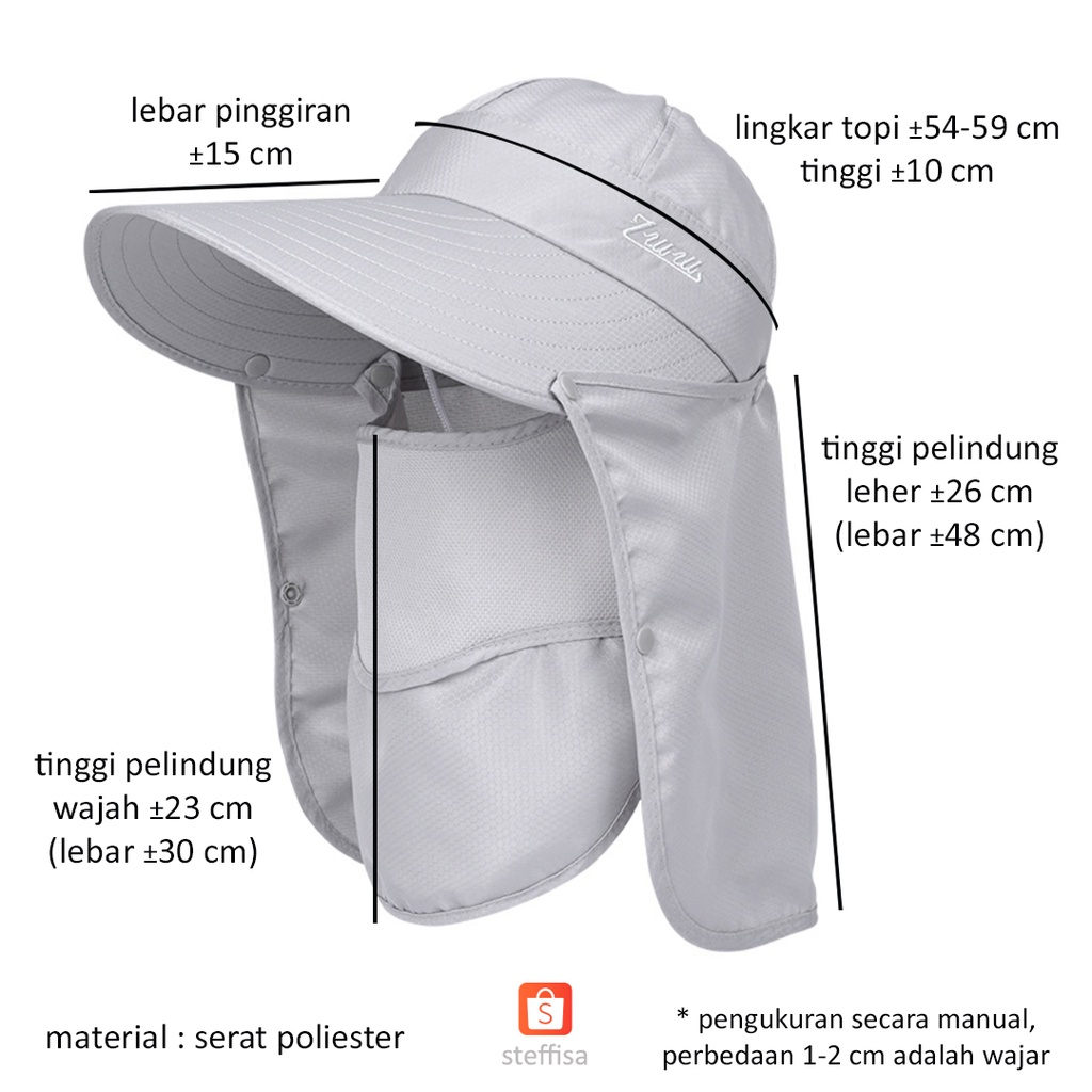 TOPI ANTI UV 4in1 I sun protection spring summer ladies hat het pelindung wajah masker cadar visor vizor ringan impor lari pantai berkebun wanita