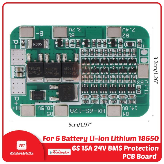 6S 15A 24V Li-ion BMS Battery Protection Board 6S BMS 15A