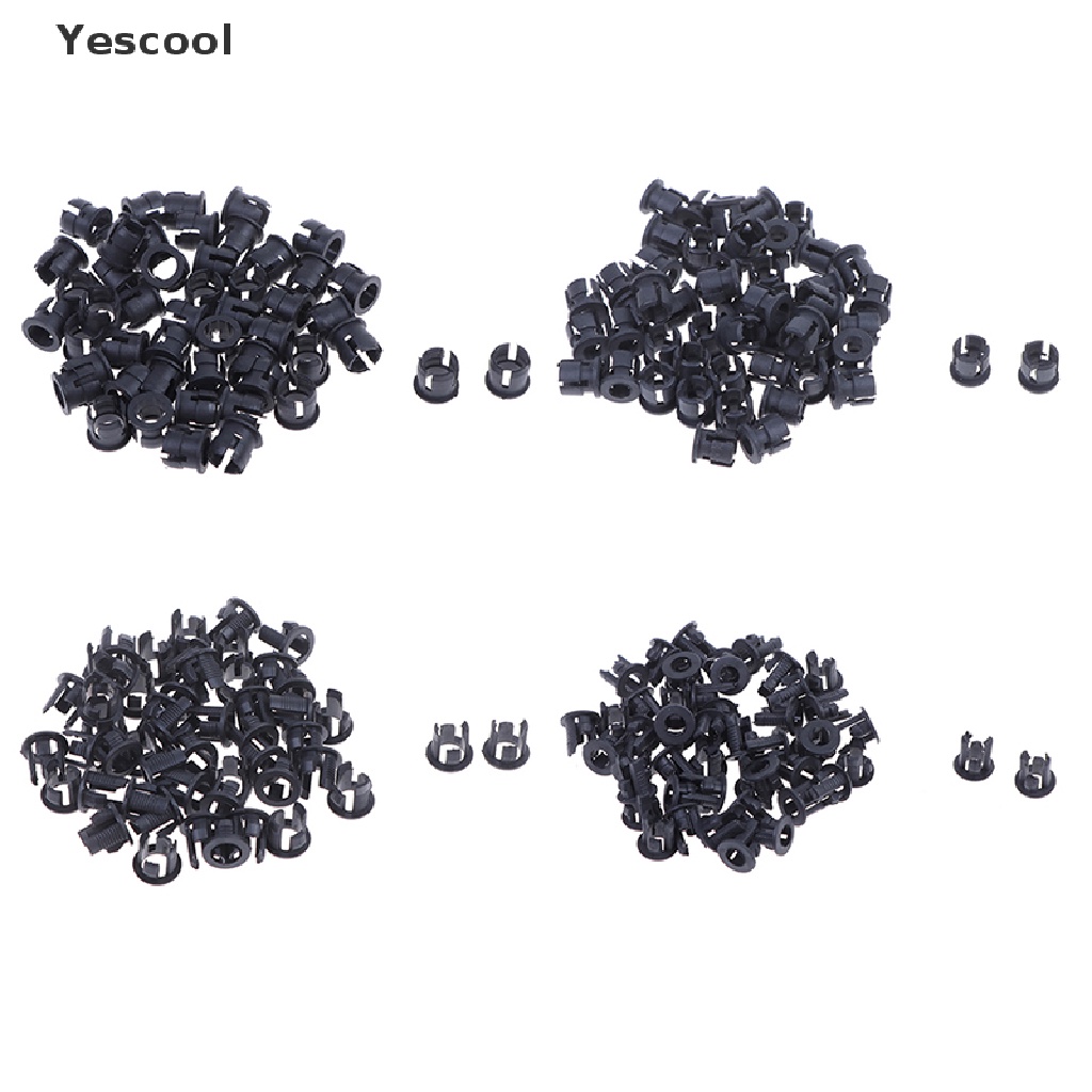 Yescool 50Pcs Klip Holder Lampu LED Bahan Plastik Ukuran 3mm / 5mm Warna Hitam