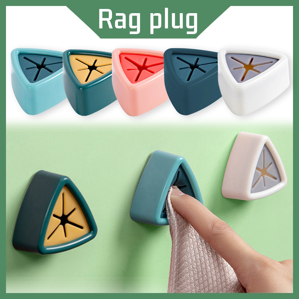 ღ Kain Lap Plug Gantungan Rak Handuk Gratis Punch Penyimpanan Hook Handuk Tangan Mencuci Kain Klip Kamar Mandi Dapur Aksesoris Alat