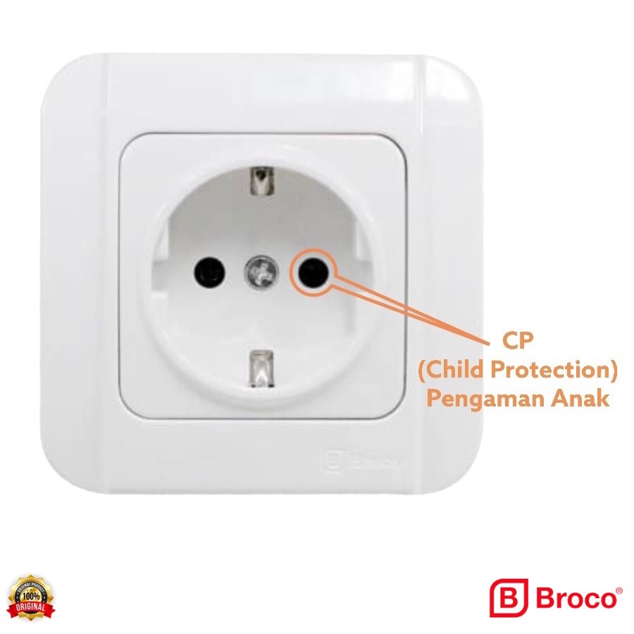 Stop Kontak Broco GAL G154-55S WH Socket Outlet CP Child Protection