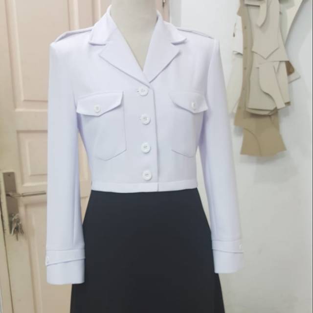 Baju kerja Blezer gamis hitam putih ukuran xl