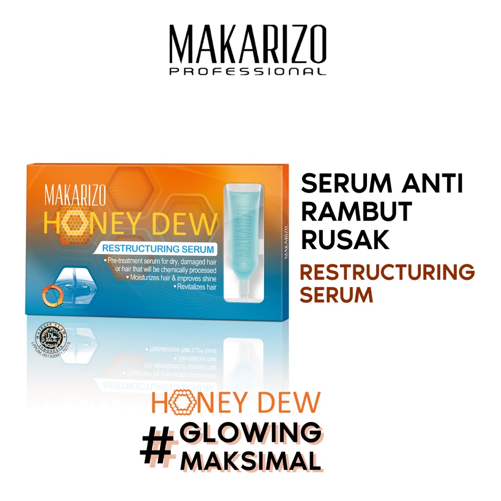 ❤ jselectiv ❤ MAKARIZO PRO HONEY DEW Restructuring Serum - 5ml | Serum Pre-Treatment MAKARIZO Untuk Rambut Yang Akan Mengalami Proses Kimia (Pewarnaan/Pengritingan/Pelurusan)