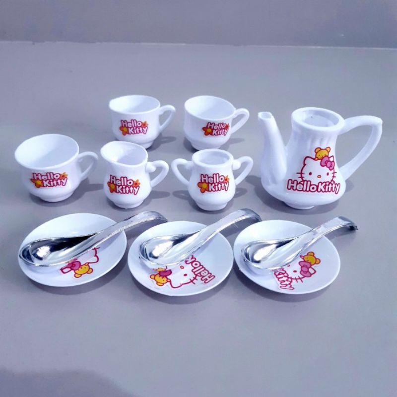 Mainan Set Alat Makan Teko Gelas Piring Kitchen Set Masak Masakan Anak Perempuan Cewek