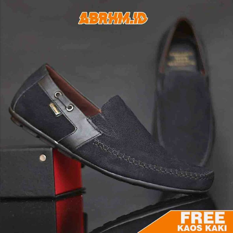 ABRHM x ASTA Sepatu Slip On pria Sepatu Pria Casual Sepatu Cowok/ Cowo Slip Sepatu Kulit Asli Keren Sepatu Kasual Santai Mocasin Gaya Keren Kekinian Ori Murah Terlaris