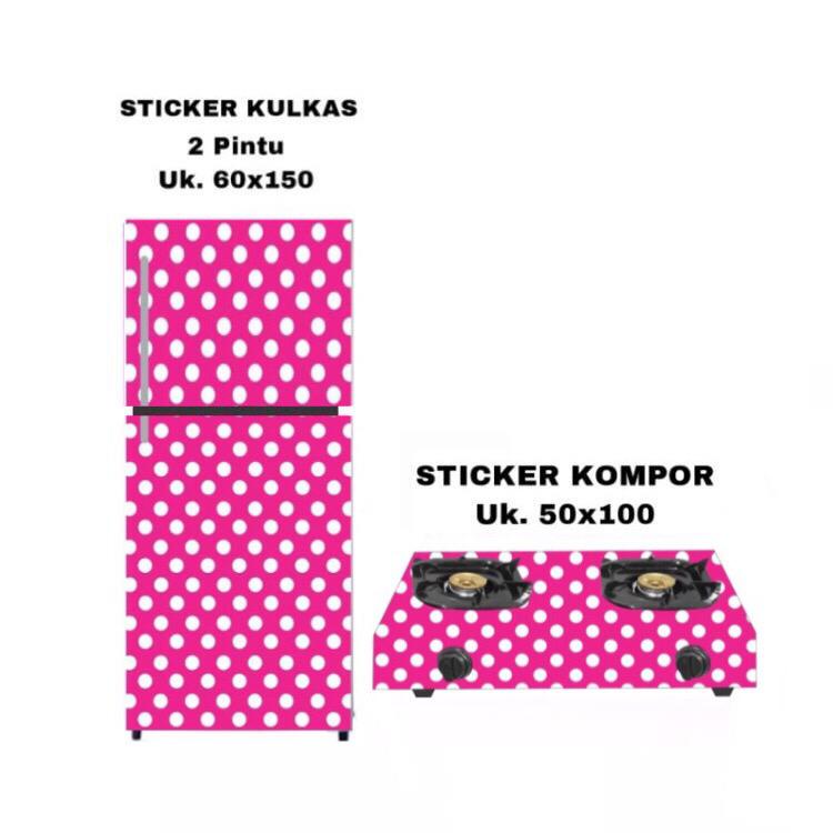 Stiker Kulkas 2 Pintu Set Kompor Motif Polkadot Polos SA