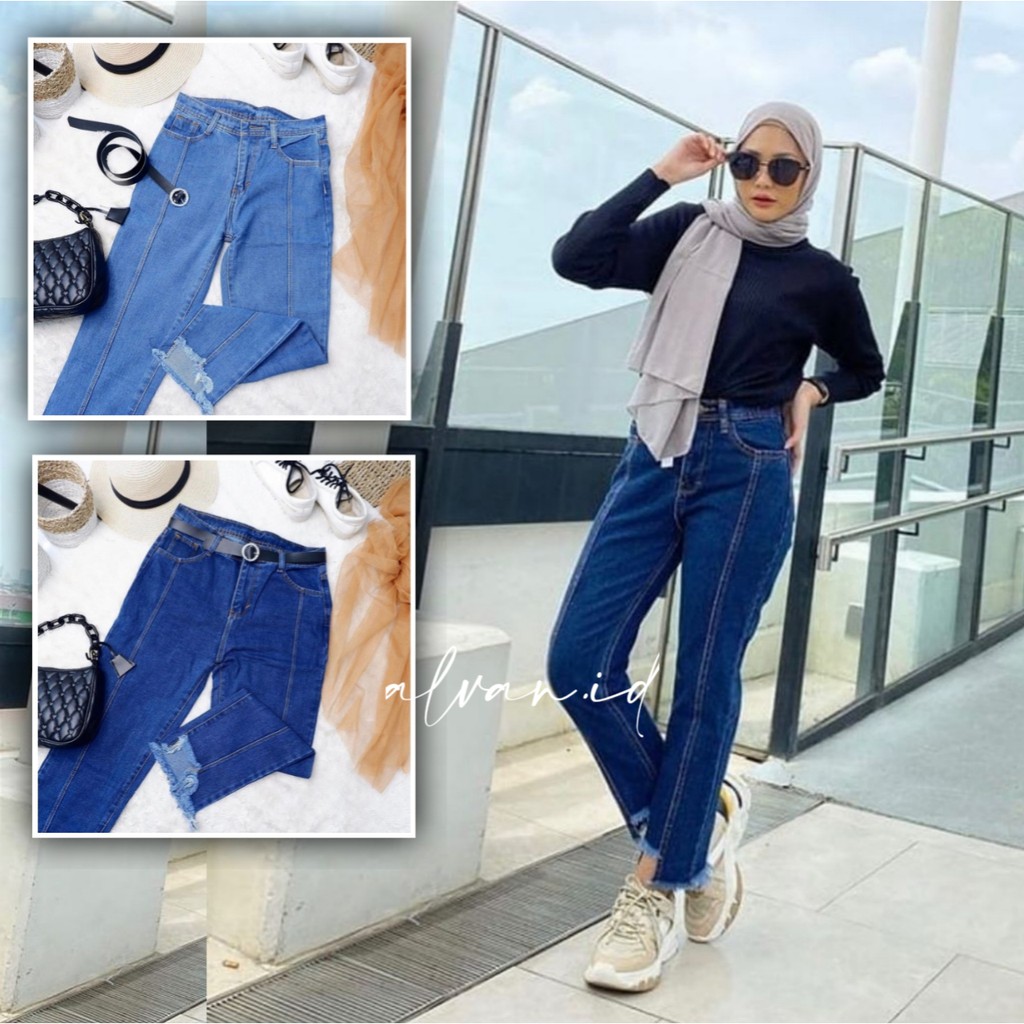 CELANA JEANS BOYFRIEND COAK RAWIS-JEANS BOYFRIEND WANITA